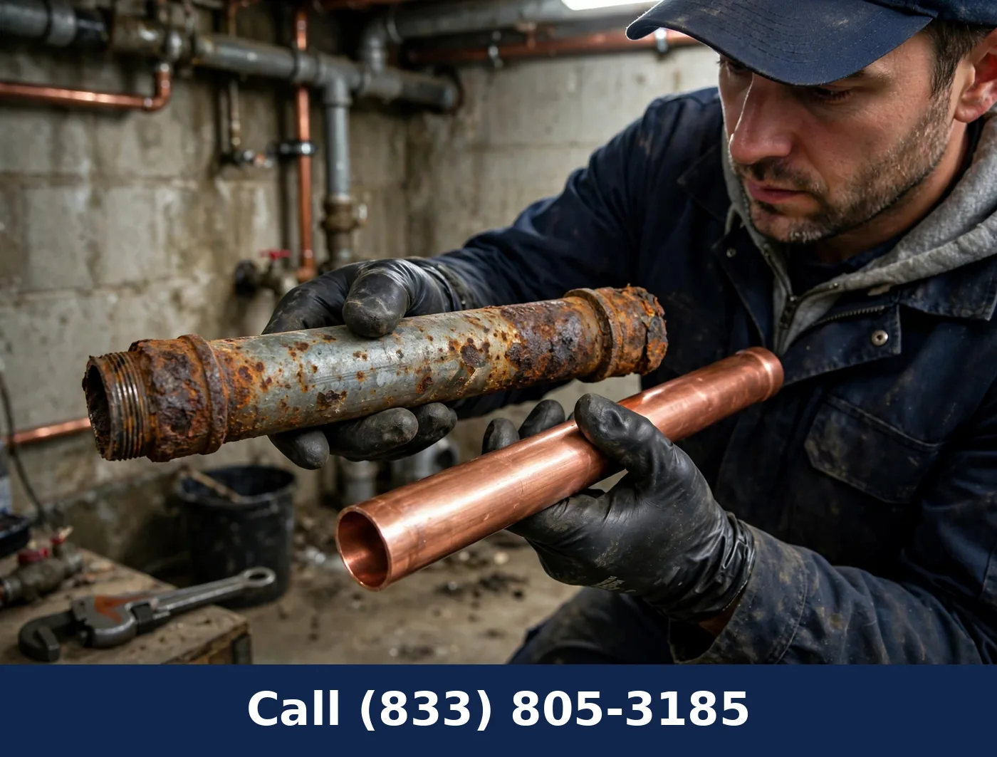Corroded Pipe Replacement by Plumbing Services Usa